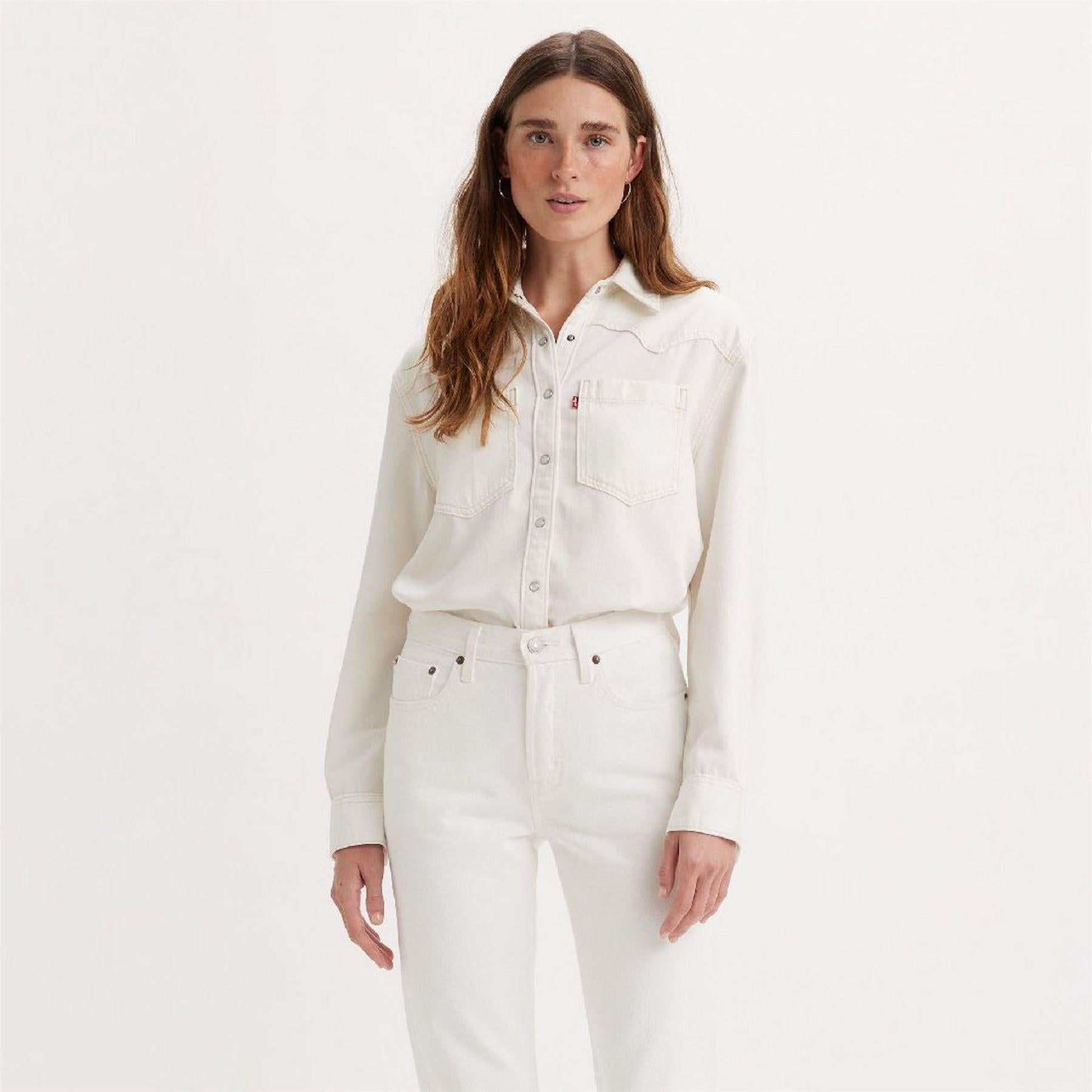 White - Back - Levis Womens-Ladies Teodora Denim Lightweight Shirt