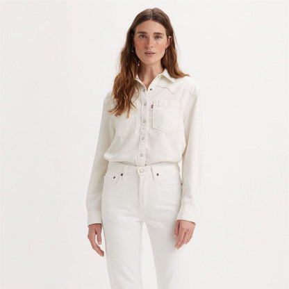 White - Back - Levis Womens-Ladies Teodora Denim Lightweight Shirt
