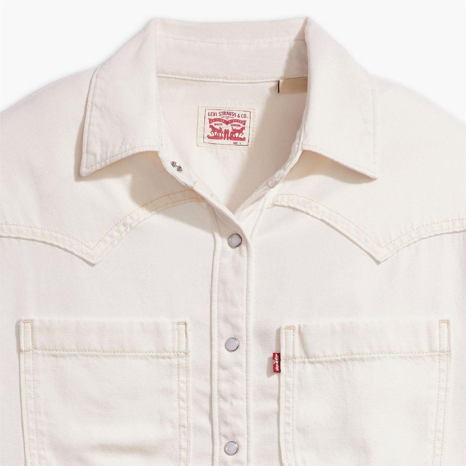 White - Lifestyle - Levis Womens-Ladies Teodora Denim Lightweight Shirt