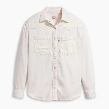 White - Front - Levis Womens-Ladies Teodora Denim Lightweight Shirt