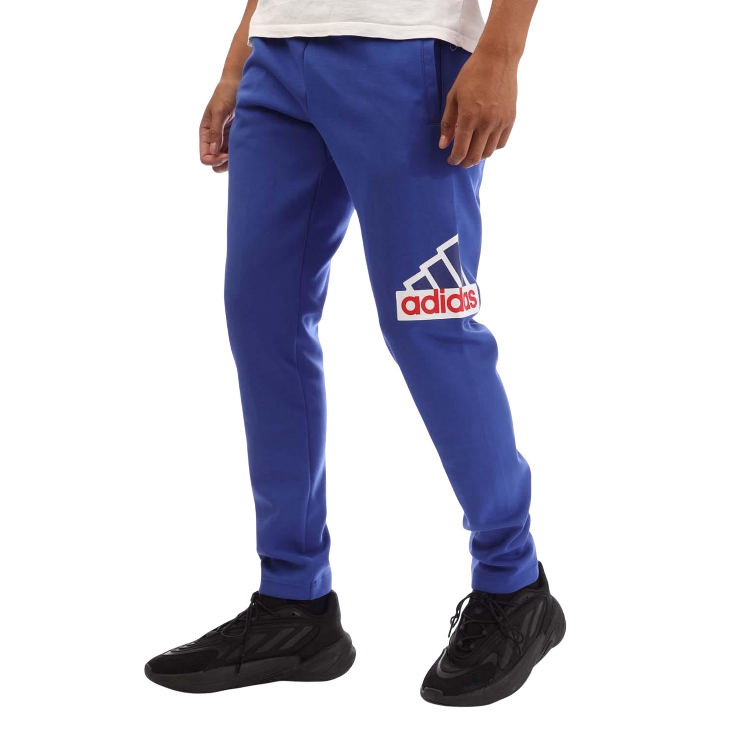 Blue - Side - Adidas Mens Future Icons Logo Sports Jogging Bottoms