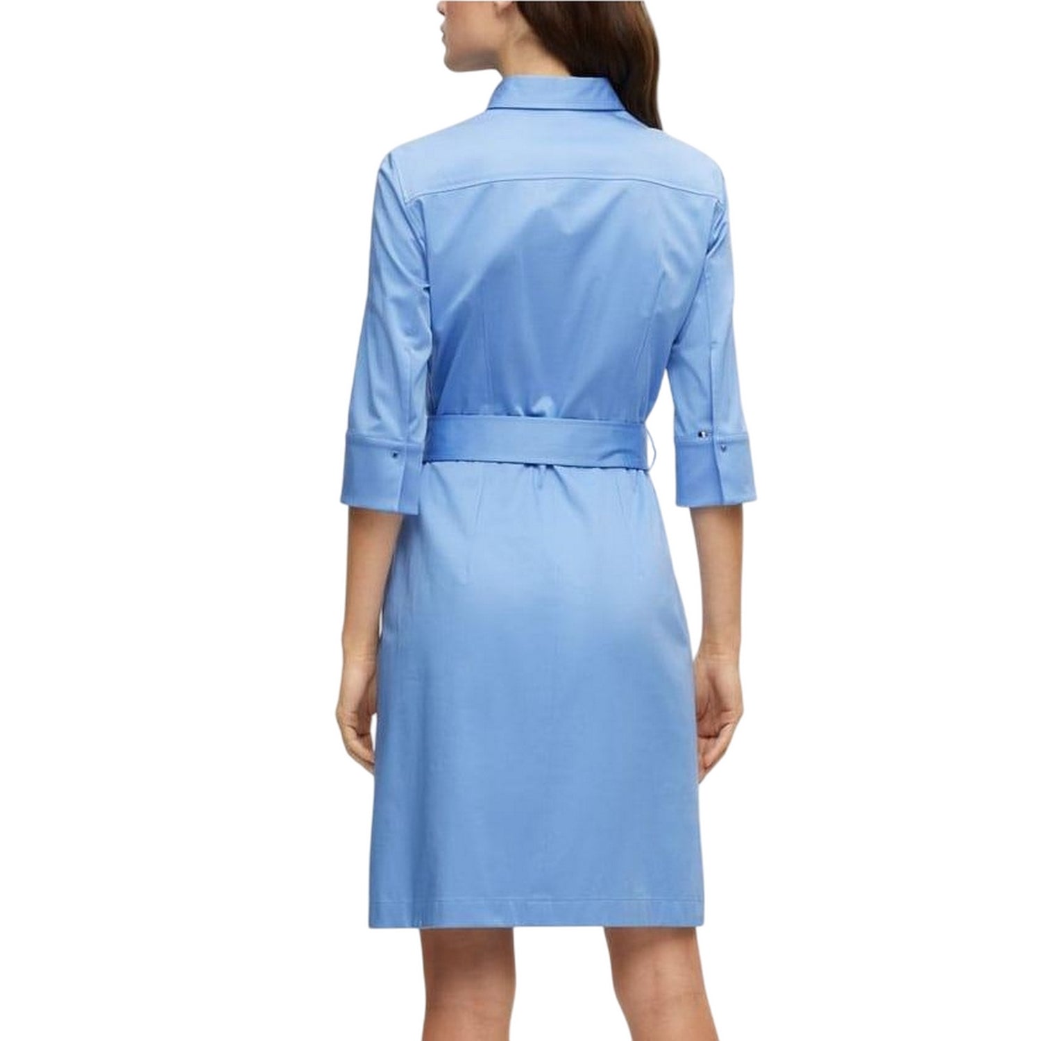 Blue - Back - Boss Womens-Ladies Daliri1 Shirt Dress