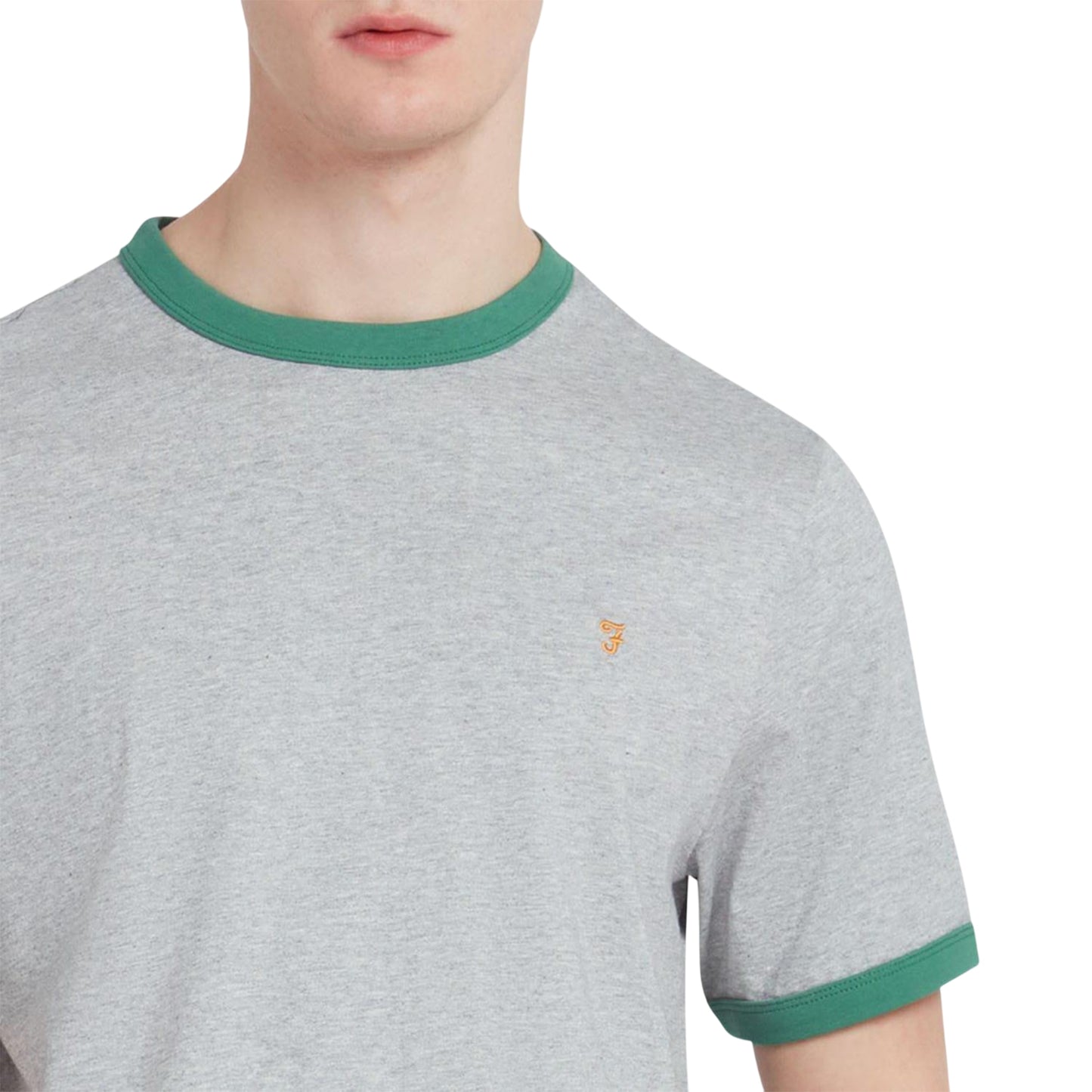 Grey - Side - Farah Mens Groves Ringer T-Shirt