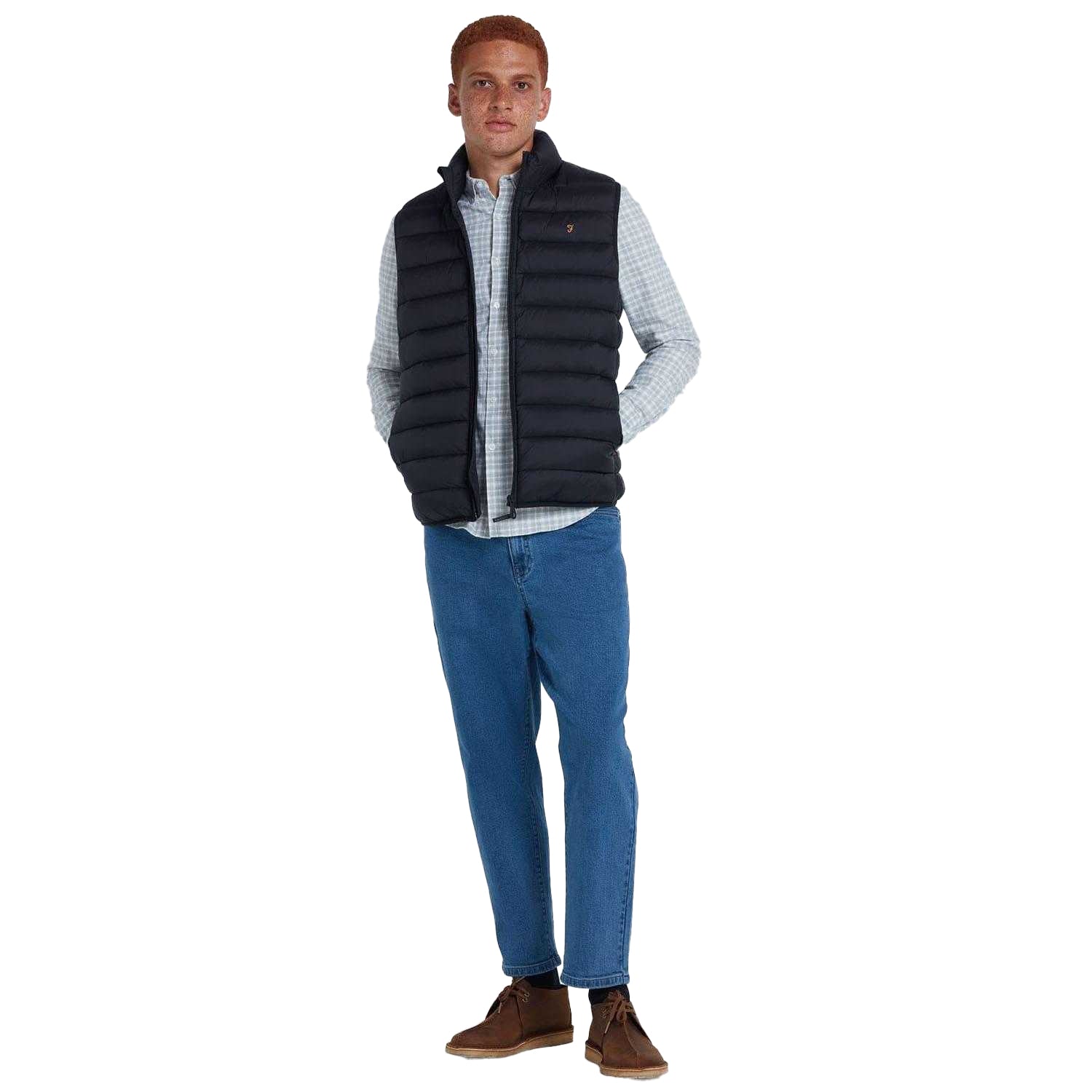 Black - Side - Farah Mens Joel Wadded Gilet