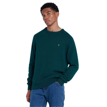 Green - Side - Farah Mens Kingsbury Crew Neck Sweatshirt