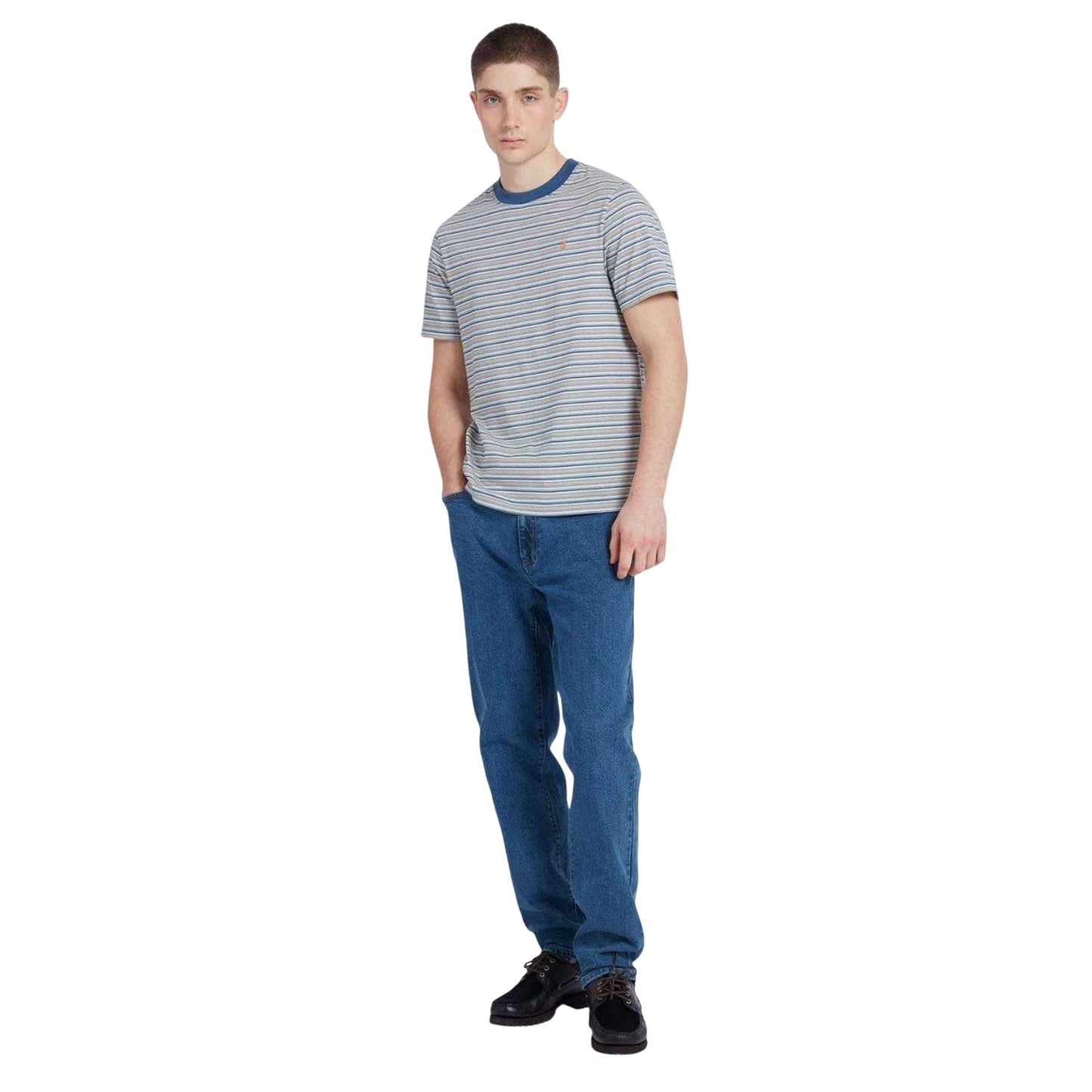 Grey - Lifestyle - Farah Mens Danny Striped Short-Sleeved T-Shirt