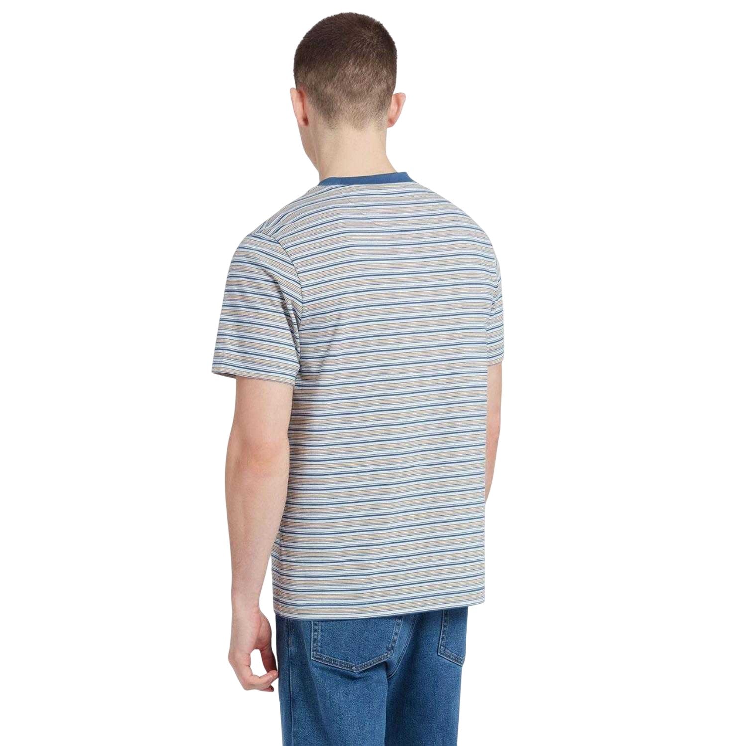 Grey - Back - Farah Mens Danny Striped Short-Sleeved T-Shirt
