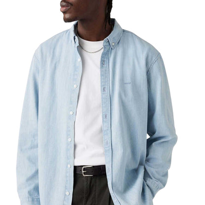 Light Blue - Lifestyle - Levis Mens Authentic Button-Down Long-Sleeved Shirt