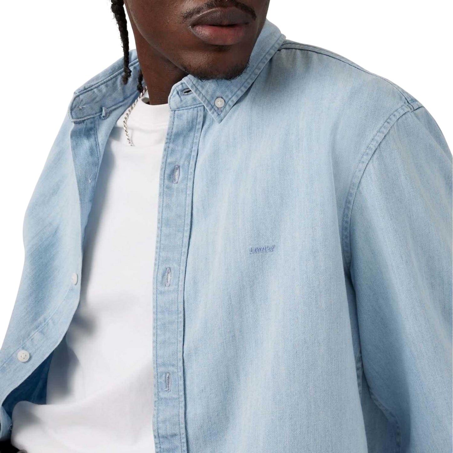 Light Blue - Pack Shot - Levis Mens Authentic Button-Down Long-Sleeved Shirt