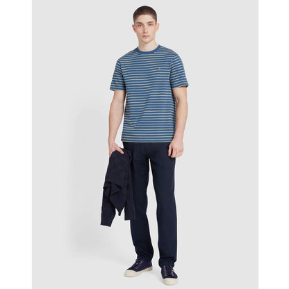 Blue - Side - Farah Mens Oakland Stripe T-Shirt