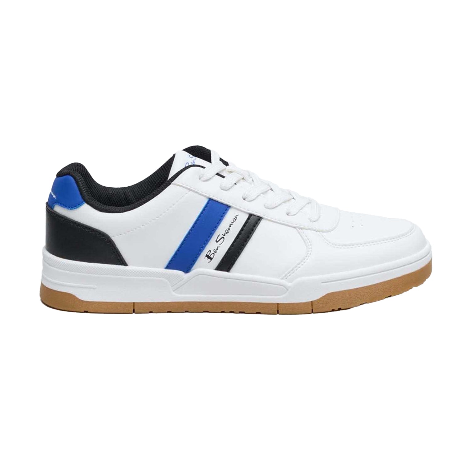 White-Blue - Side - Ben Sherman Mens Curved Trainers