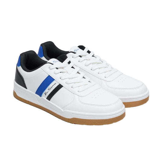White-Blue - Front - Ben Sherman Mens Curved Trainers