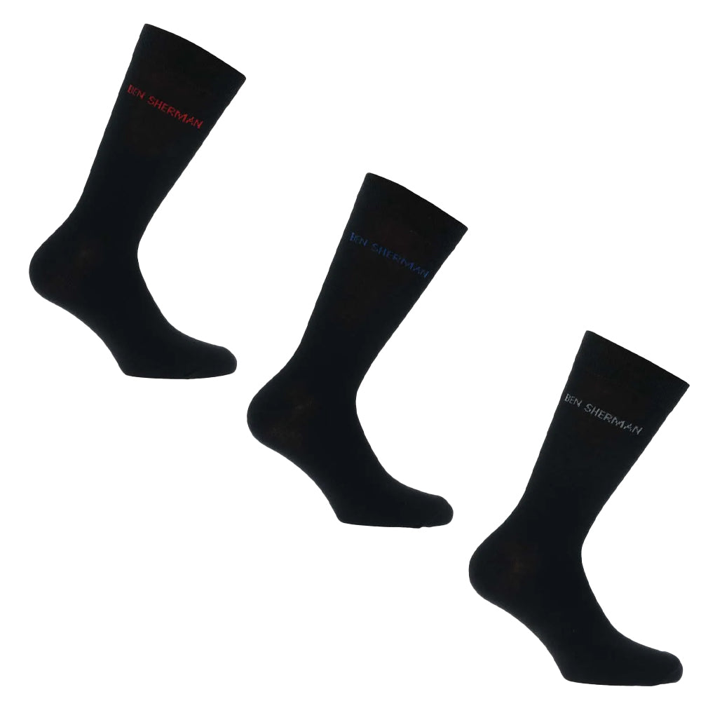 Black - Front - Ben Sherman Mens Hedgehunter Socks (Pack of 3)