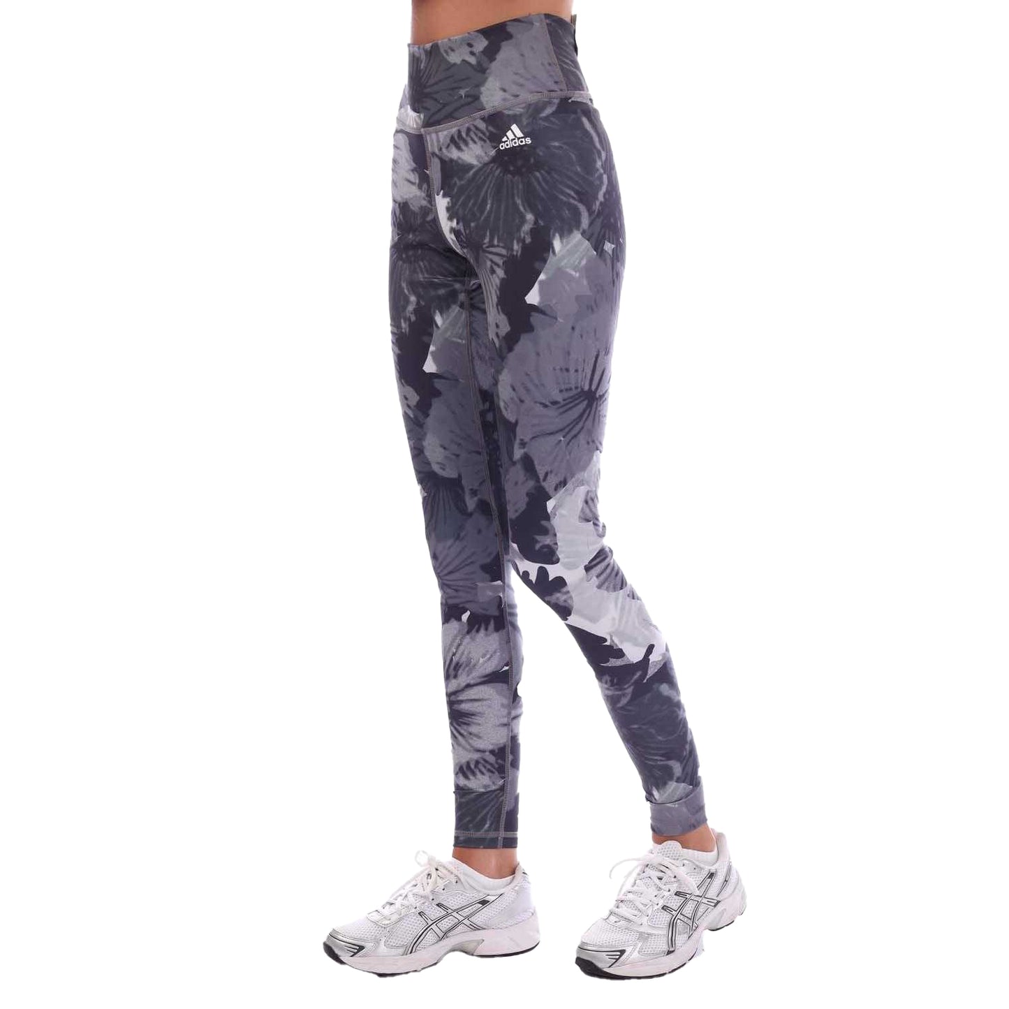 Grey - Lifestyle - Adidas Womens-Ladies Essentials Flower High Waist Training Leggings