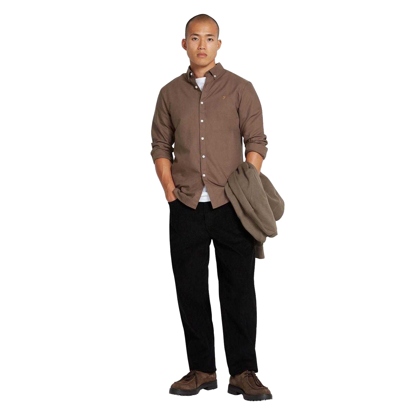 Grey - Side - Farah Mens Brewer Slim Shirt