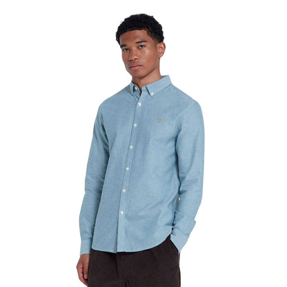 Green - Back - Farah Mens Brewer Slim Shirt