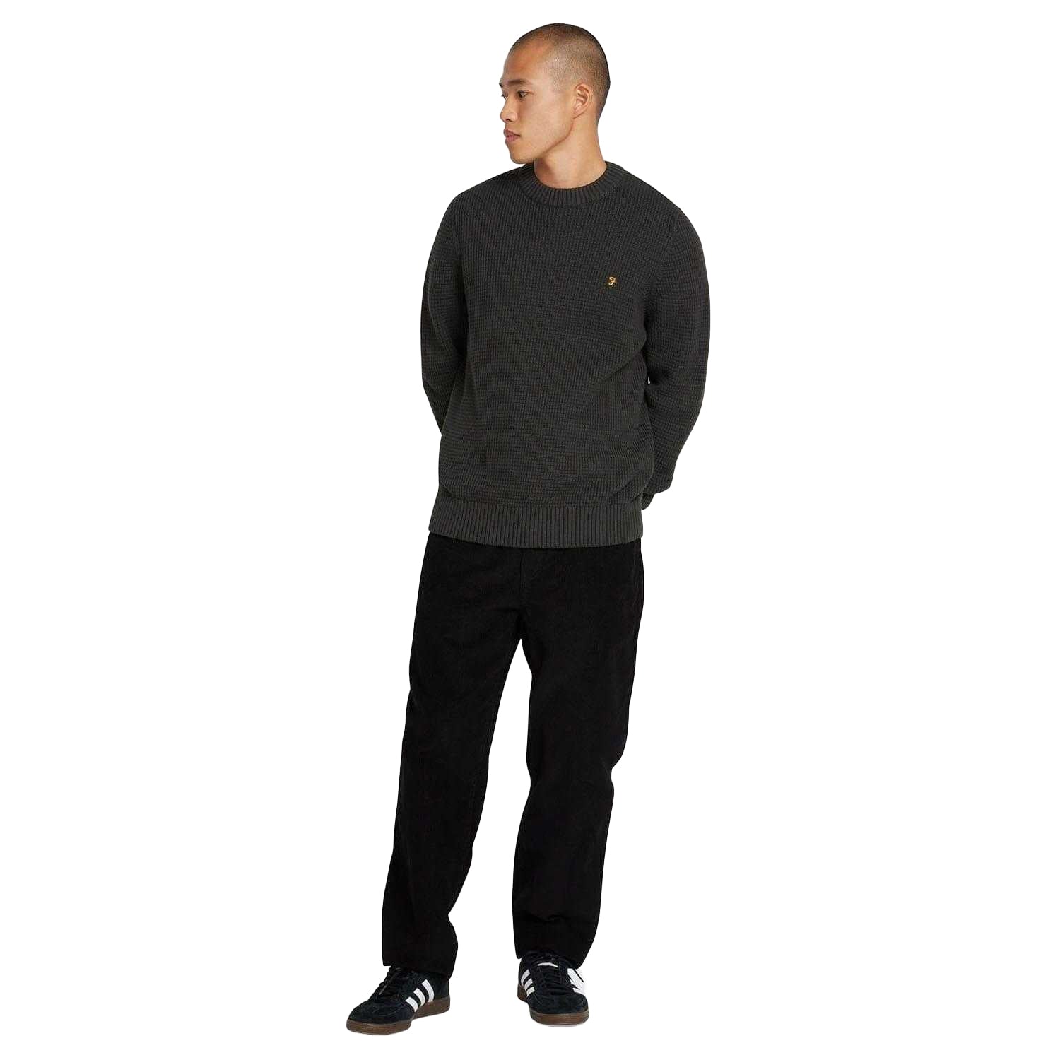 Black - Side - Farah Mens Foraker Crew Neck Sweatshirt