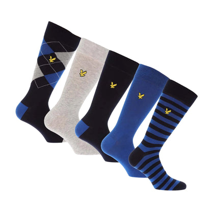 Blue - Back - Lyle & Scott Mens Dress Socks (Pack of 5)