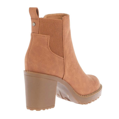 Cognac - Back - Only Womens-Ladies Barbara Block Heel Chelsea Boots