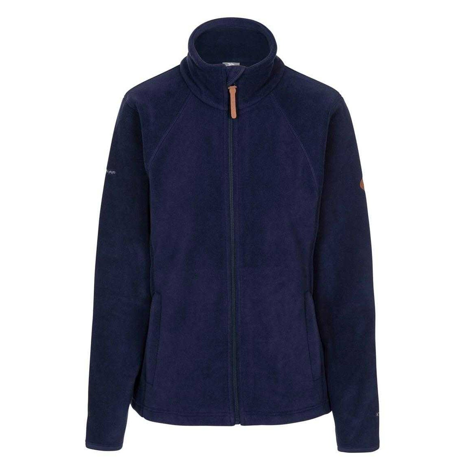 Navy - Front - Trespass Womens-Ladies Trouper Leather Trim Full Zip Fleece Jacket