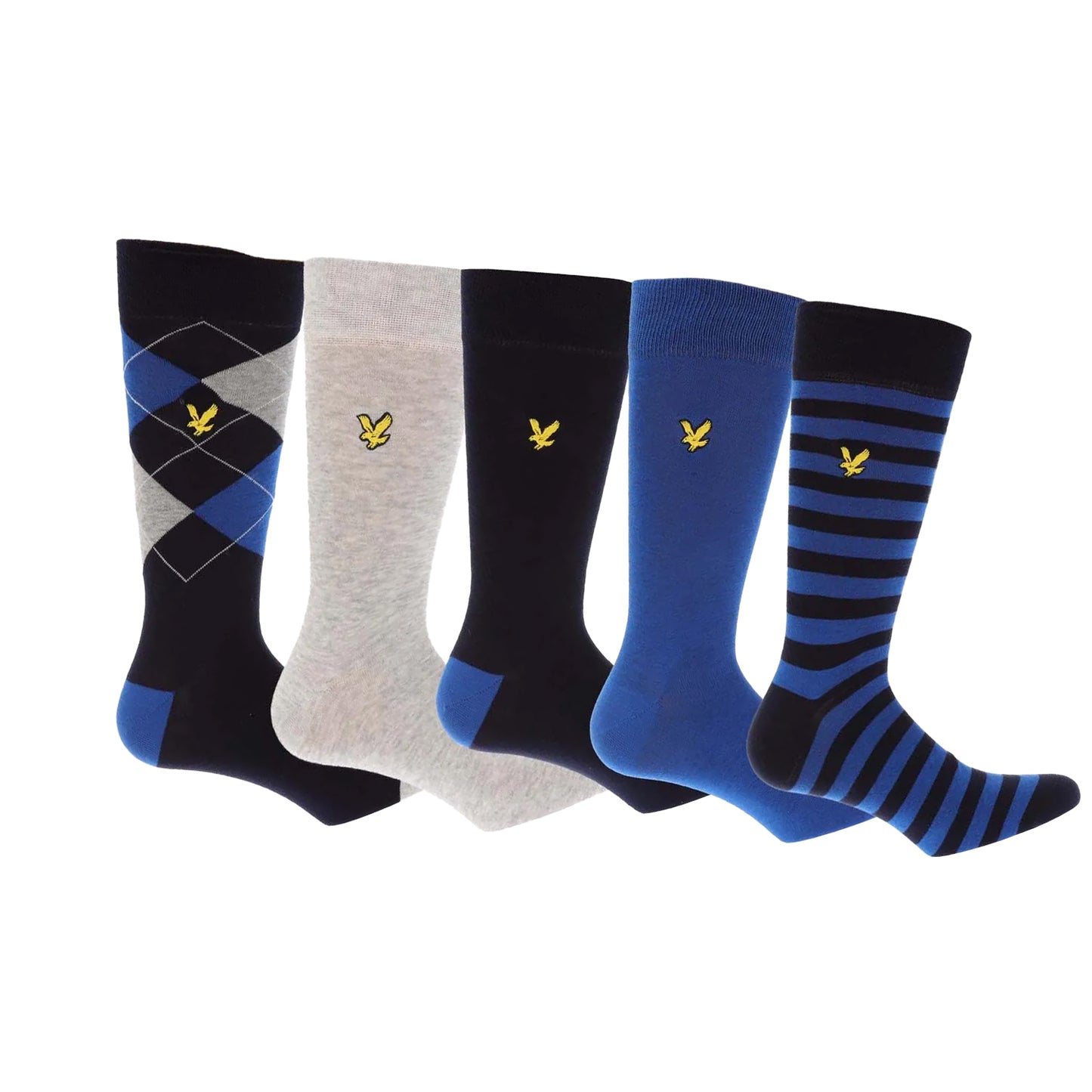 Blue - Front - Lyle & Scott Mens Dress Socks (Pack of 5)