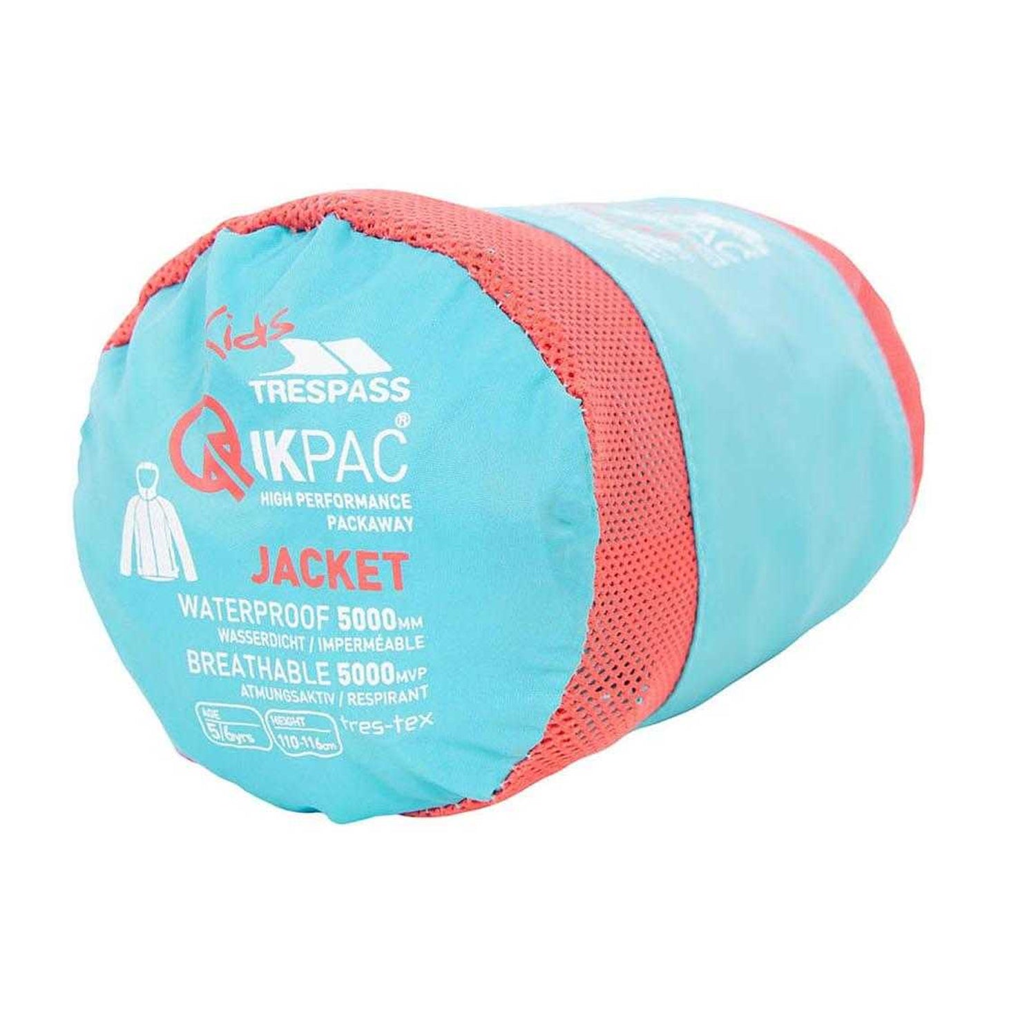 Aqua - Side - Trespass Womens-Ladies Qikpac Packaway Waterproof Jacket