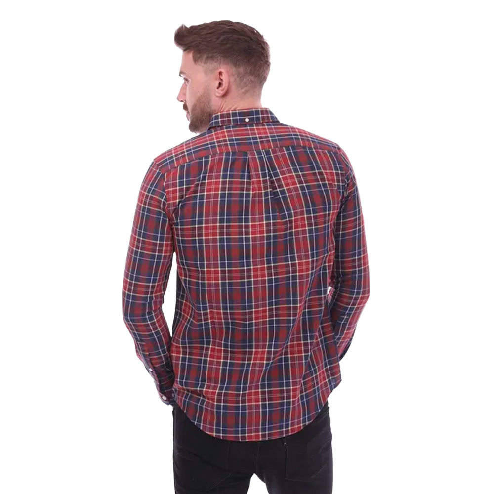 Red - Back - Farah Mens Edina Checked Oxford Shirt