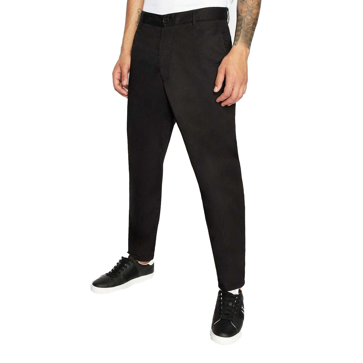 Black - Side - Armani Exchange Mens Plain Trousers