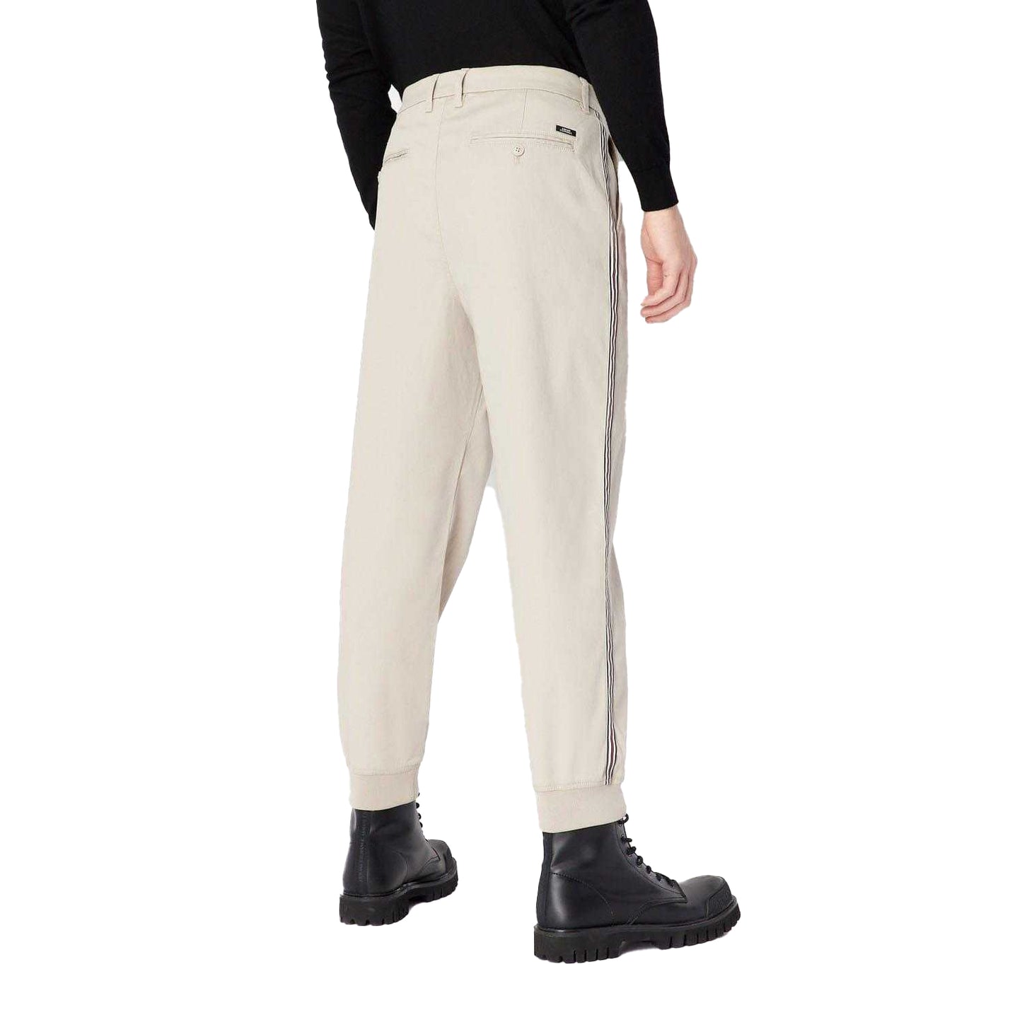 Beige - Back - Armani Exchange Mens Cuffed Ankle Trousers