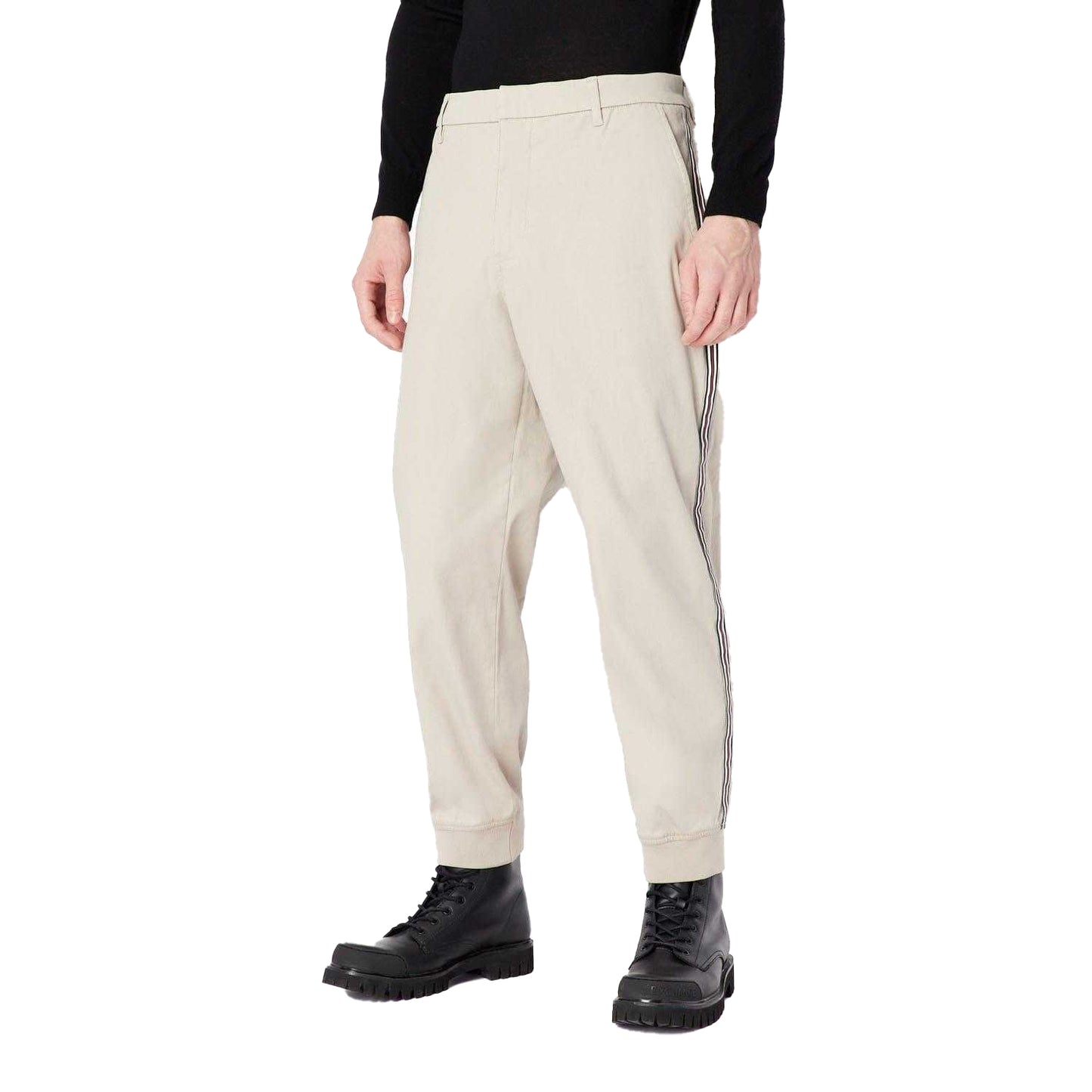 Navy - Front - Armani Exchange Mens Cuffed Ankle Trousers
