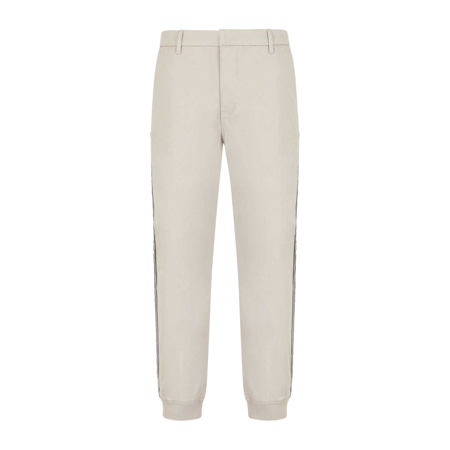 Beige - Front - Armani Exchange Mens Cuffed Ankle Trousers