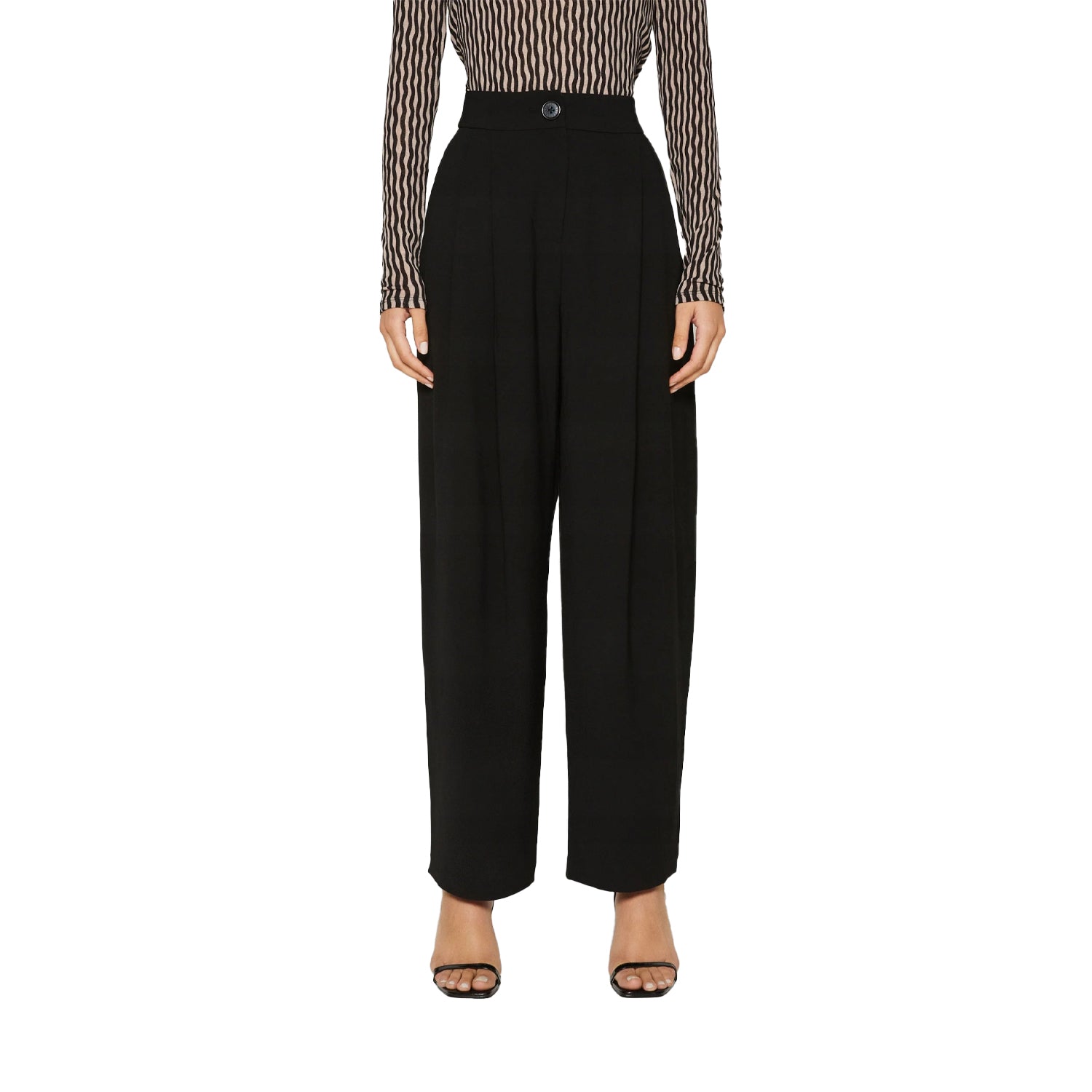 Black - Side - Armani Exchange Womens-Ladies Pleated Trousers