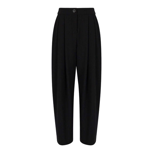Black - Front - Armani Exchange Womens-Ladies Pleated Trousers