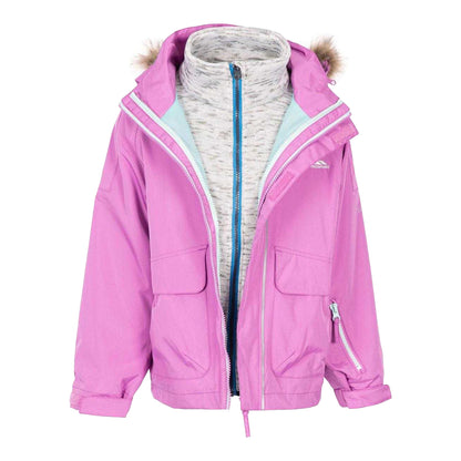 Pink - Front - Trespass Childrens-Kids Outshine 3 in 1 Waterproof Jacket