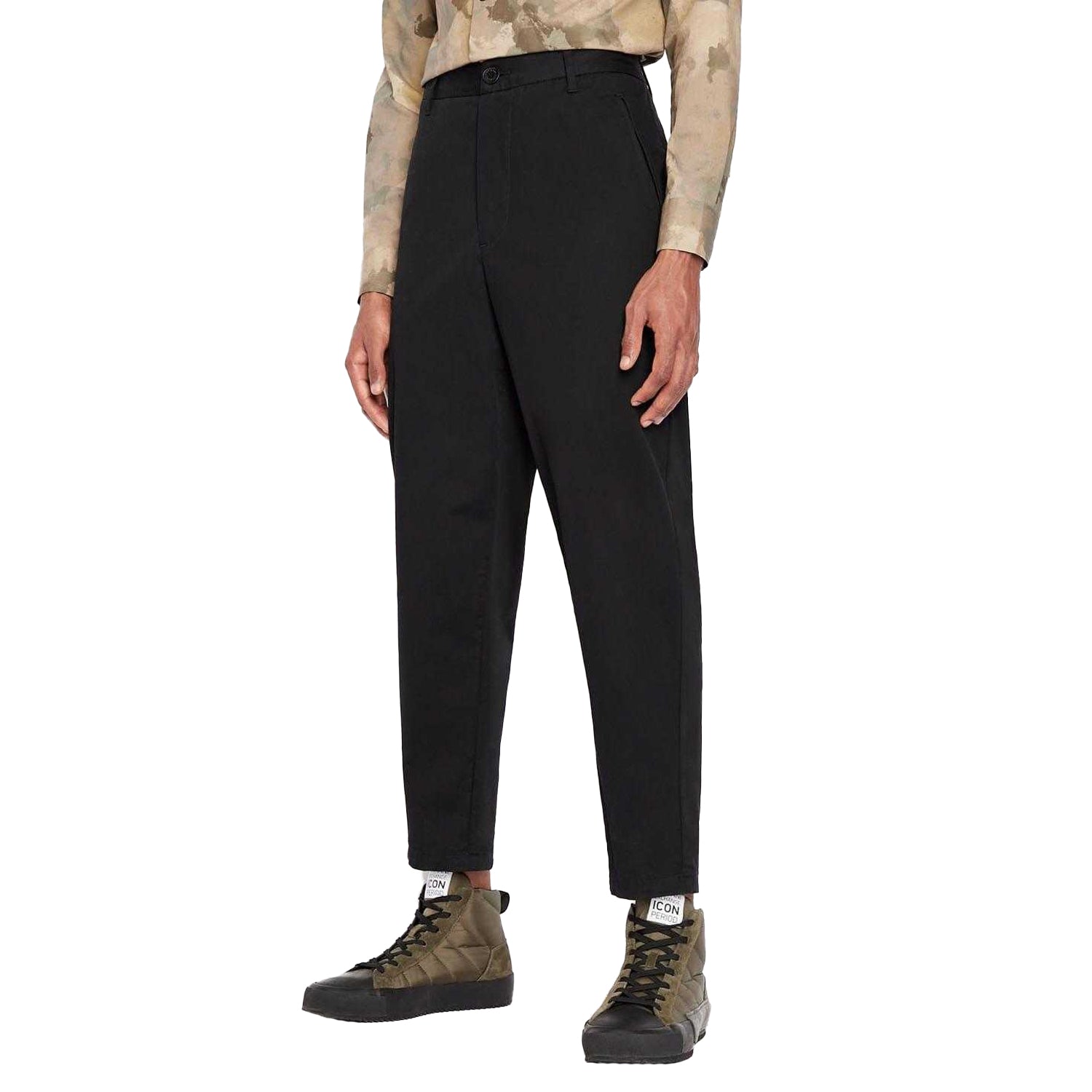 Black - Side - Armani Exchange Mens Ankle Length Trousers