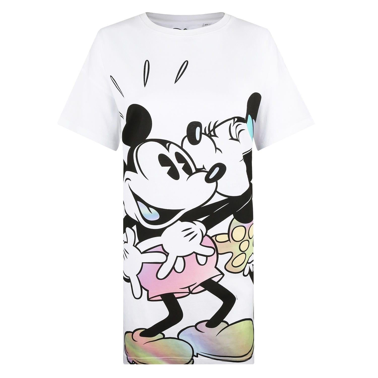 White - Front - Disney Womens-Ladies Mickey & Minnie Mouse T-Shirt Dress