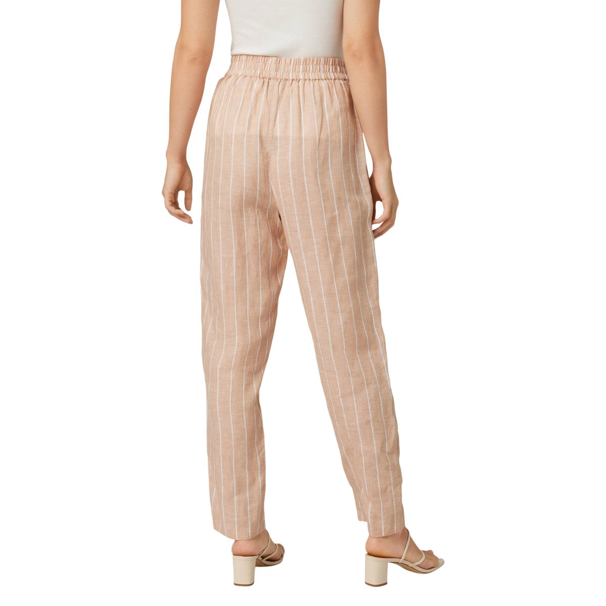 Beige-White - Back - Armani Exchange Womens-Ladies Pinstripe Trousers