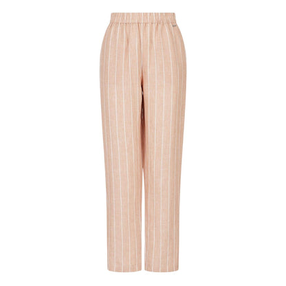 Beige-White - Front - Armani Exchange Womens-Ladies Pinstripe Trousers
