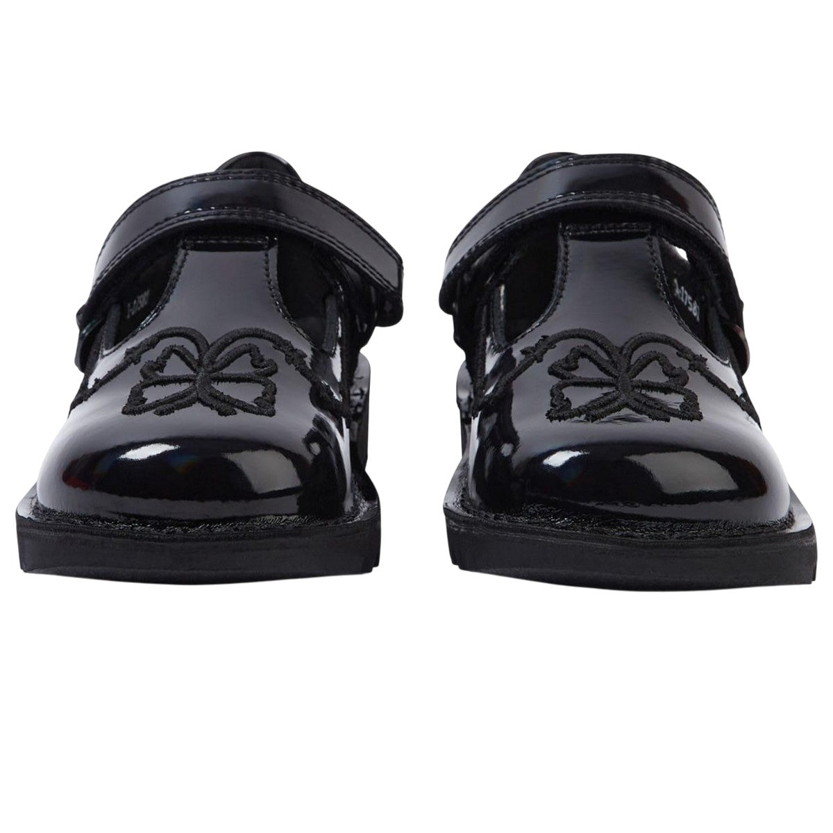 Black - Pack Shot - Kickers Girls Stardust Patent Leather T-Bar School Shoes