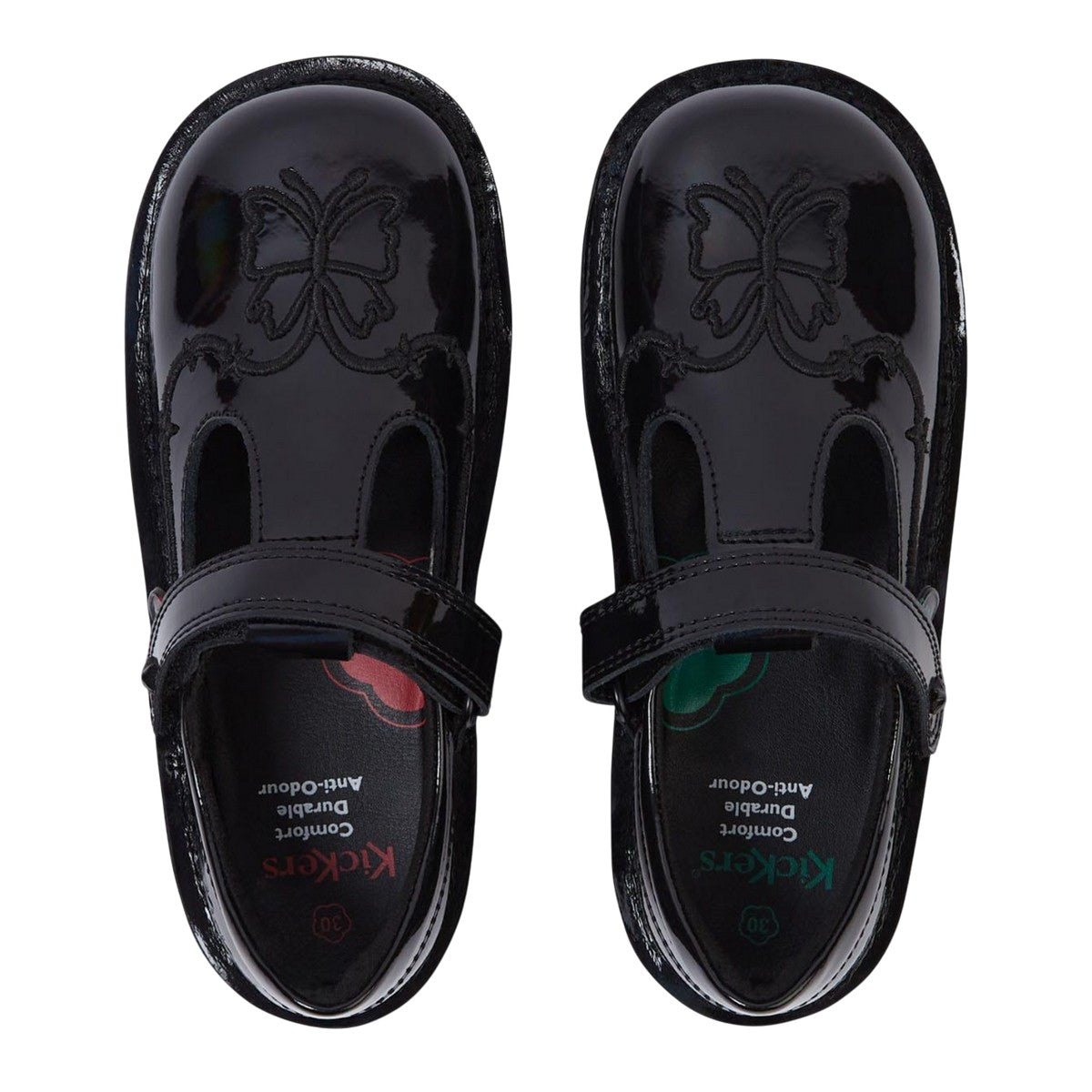 Black - Lifestyle - Kickers Girls Stardust Patent Leather T-Bar School Shoes