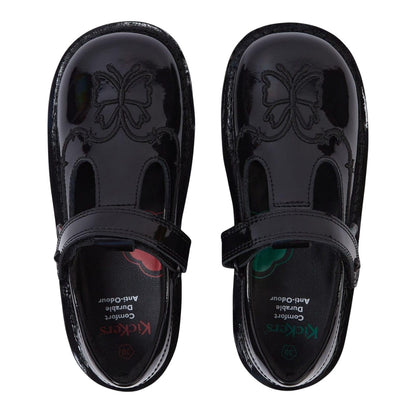Black - Lifestyle - Kickers Girls Stardust Patent Leather T-Bar School Shoes