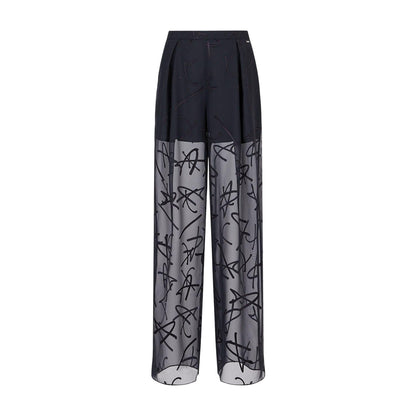 Navy - Front - Armani Exchange Womens-Ladies Repeat Logo Trousers