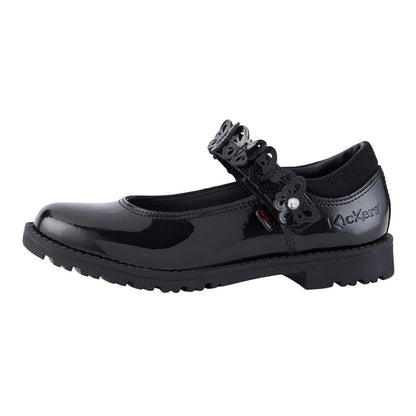 Black - Lifestyle - Kickers Girls Lachly Butterfly Patent Leather School Shoes