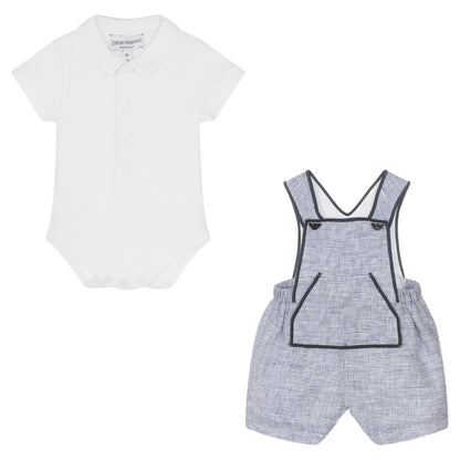 Blue - Side - Emporio Armani Baby Sleepsuit