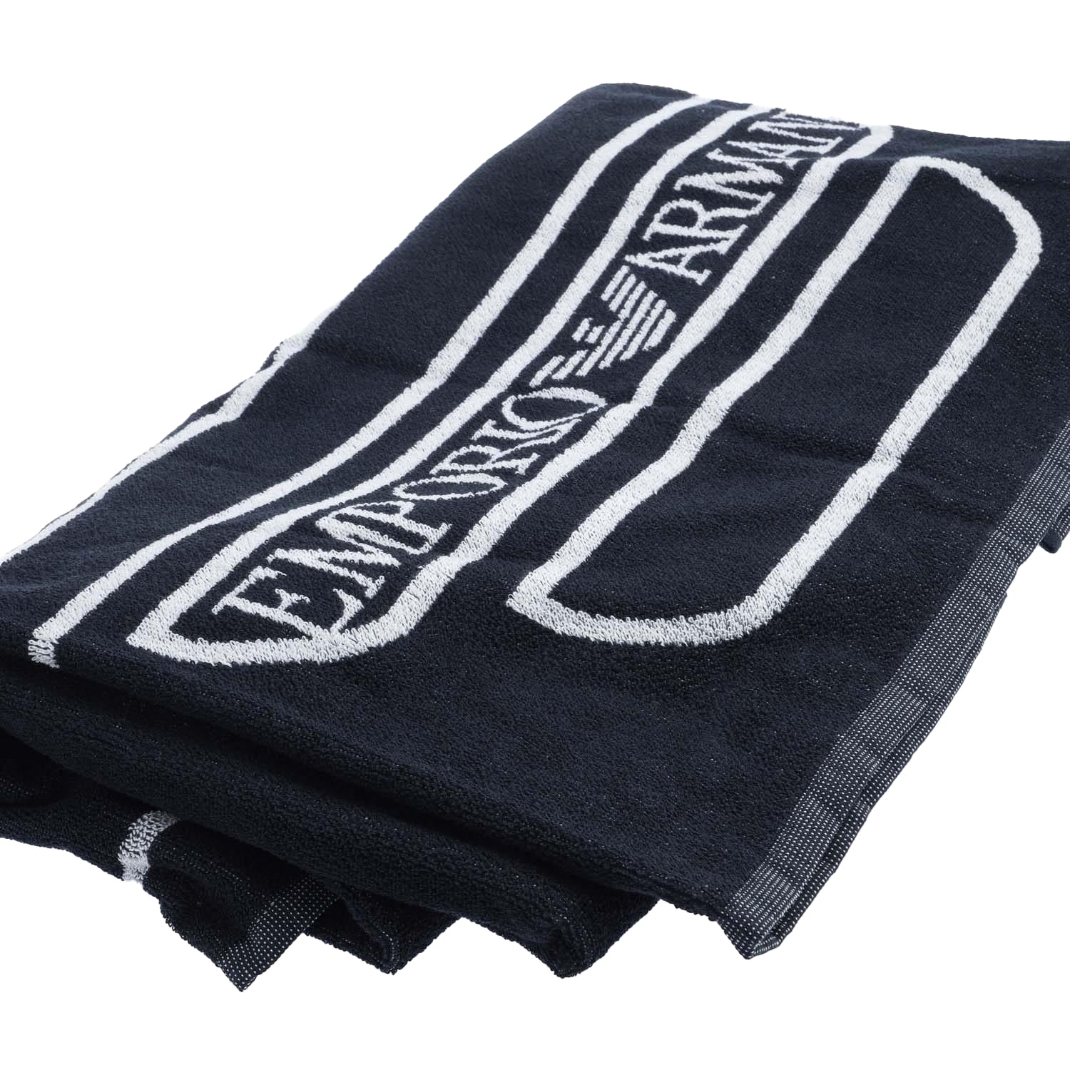 Navy-White - Back - Emporio Armani Original Woven Towel