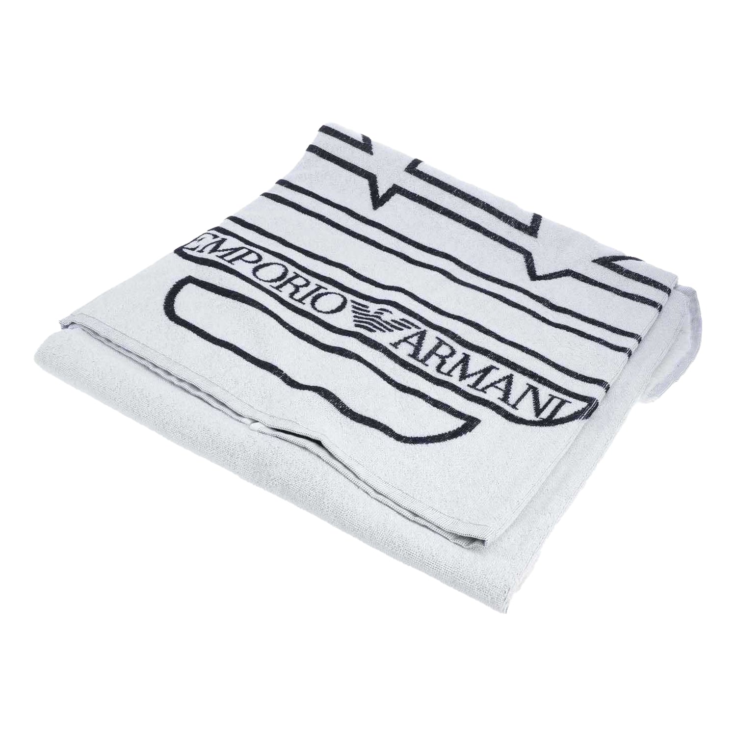White-Navy - Front - Emporio Armani Original Woven Towel