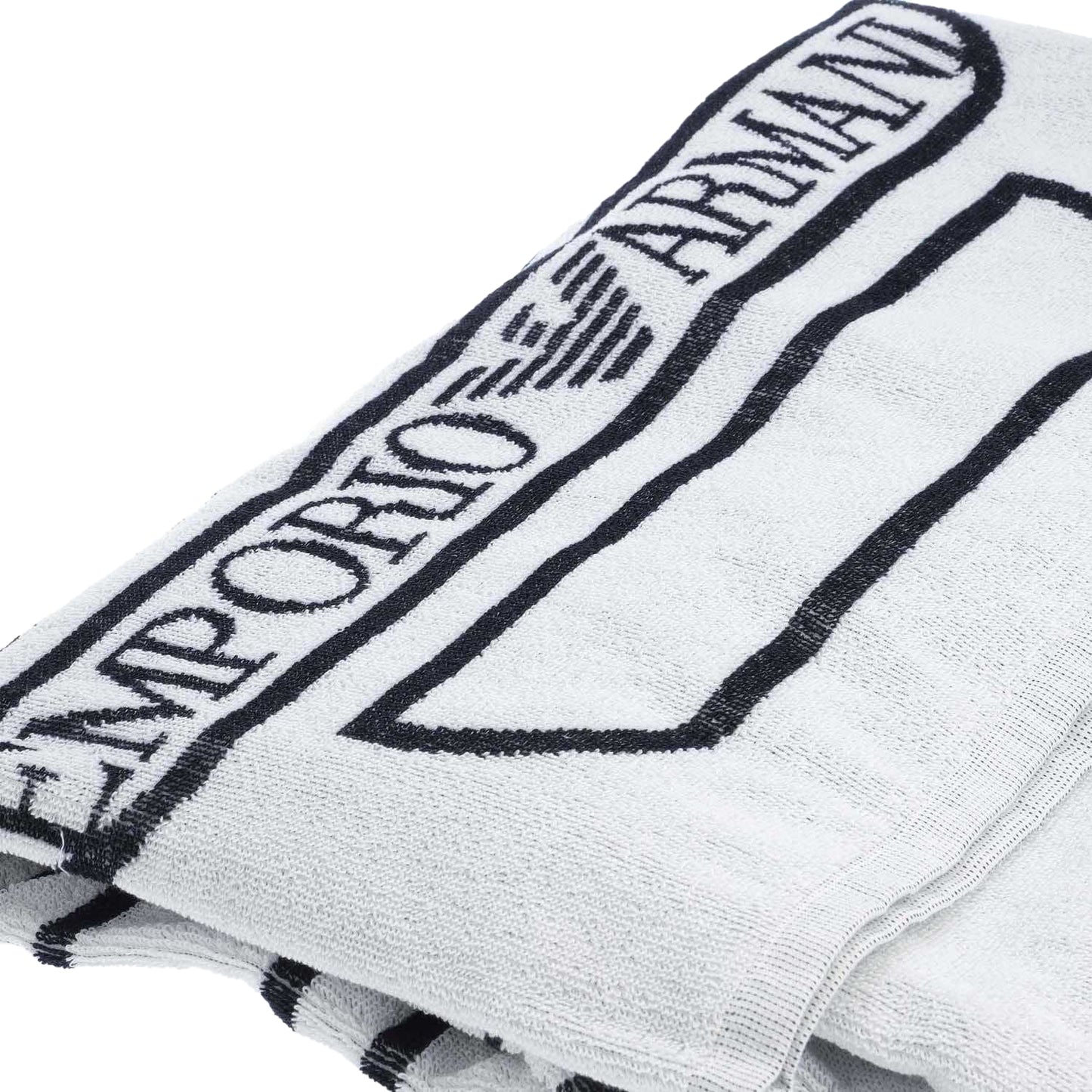 White-Navy - Back - Emporio Armani Original Woven Towel