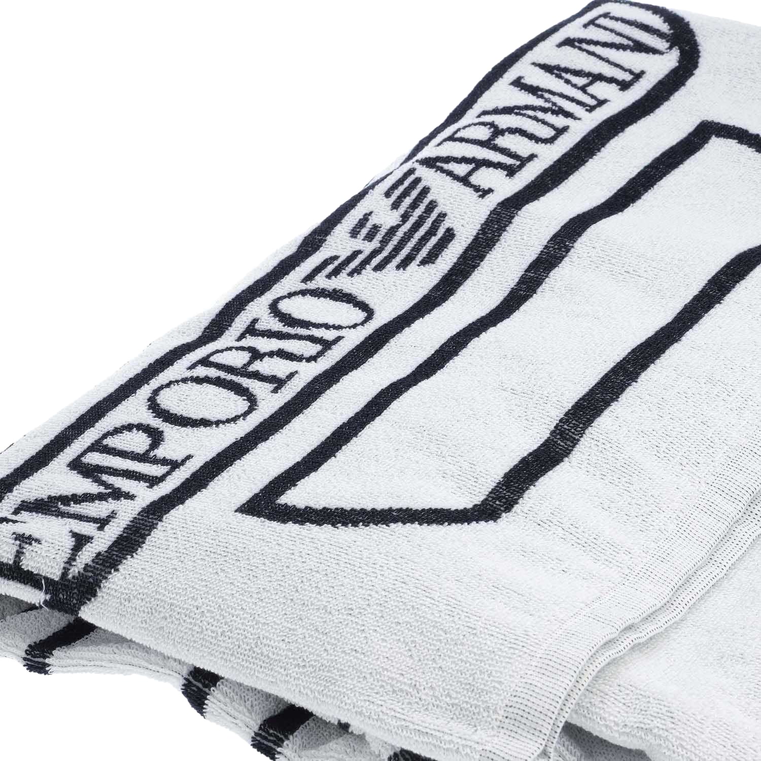 White-Navy - Back - Emporio Armani Original Woven Towel