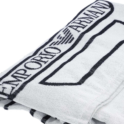 White-Navy - Back - Emporio Armani Original Woven Towel