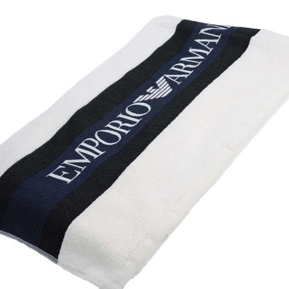 White - Back - Emporio Armani Logo Woven Towel